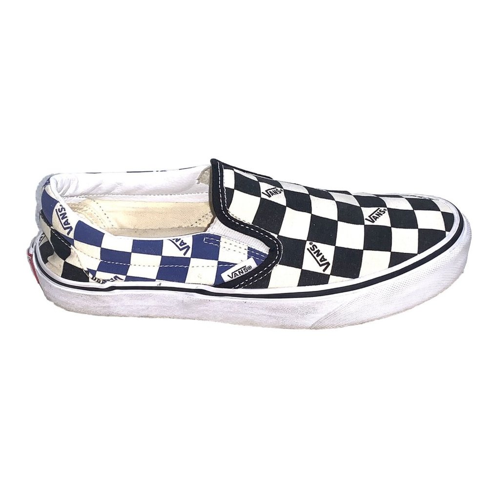Vans Mens 7.5 Womens 9 Classic Black & White & Blue Checker Shoes No Refunds